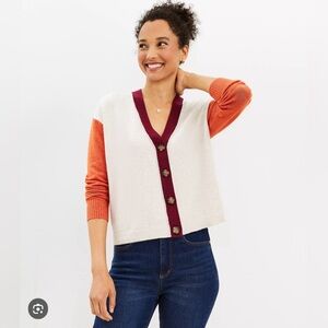 Loft color blocked v-neck cardigan